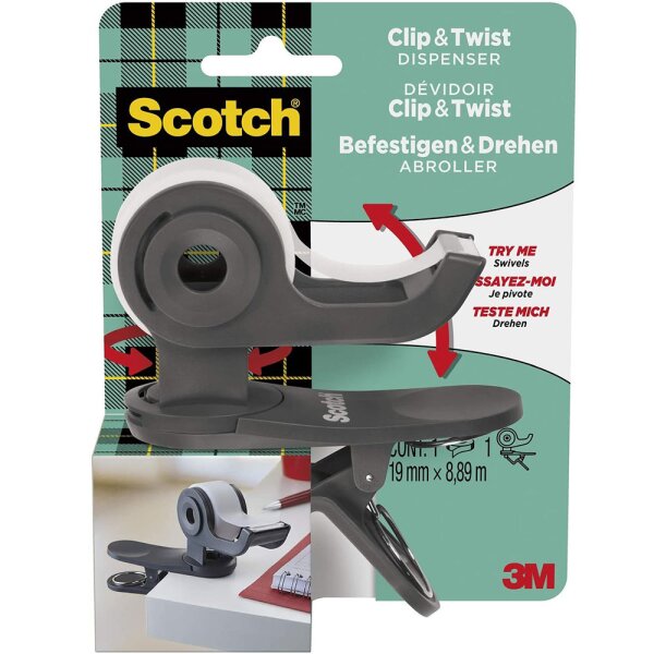 Scotch® Clip & Twist Desktop Tape Dispenser